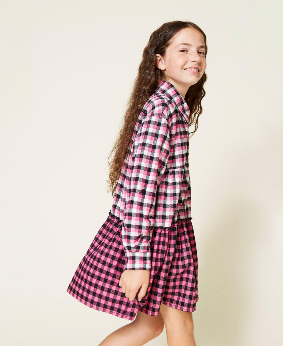Flannel dress Carmine Rose Check Mix Girl 212GJ2456-04