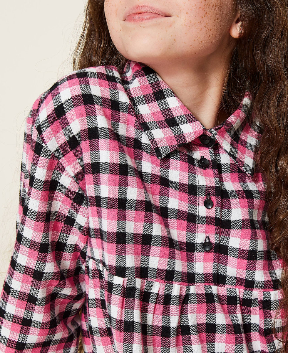 Flannel dress Carmine Rose Check Mix Girl 212GJ2456-05