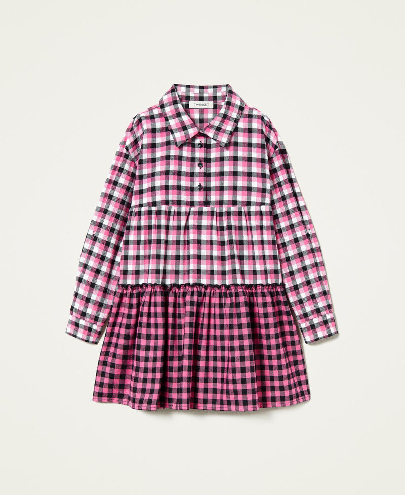 Фланелевое платье Микс Клетка Пунцовый Розовый Девочка 212GJ2456-0S