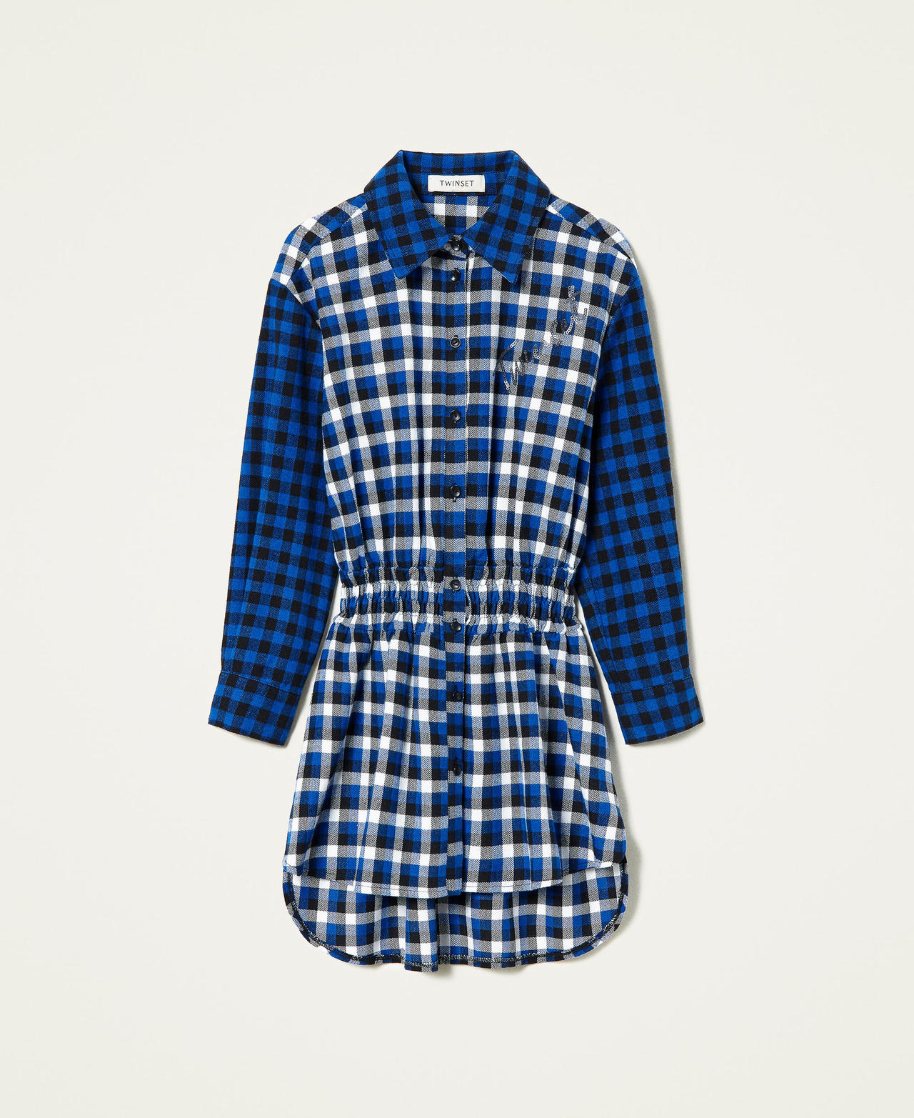 Flannel shirt dress Girl, Blue | TWINSET Milano