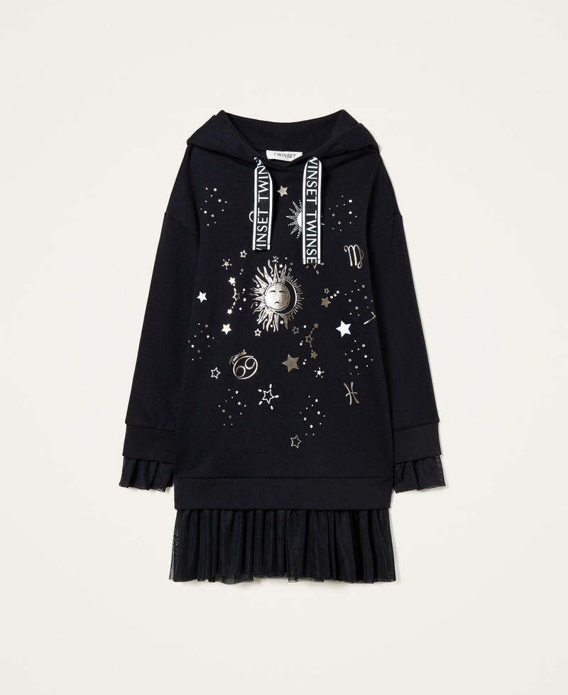 Abito in felpa con tulle Nero Bambina 212GJ2460-0S