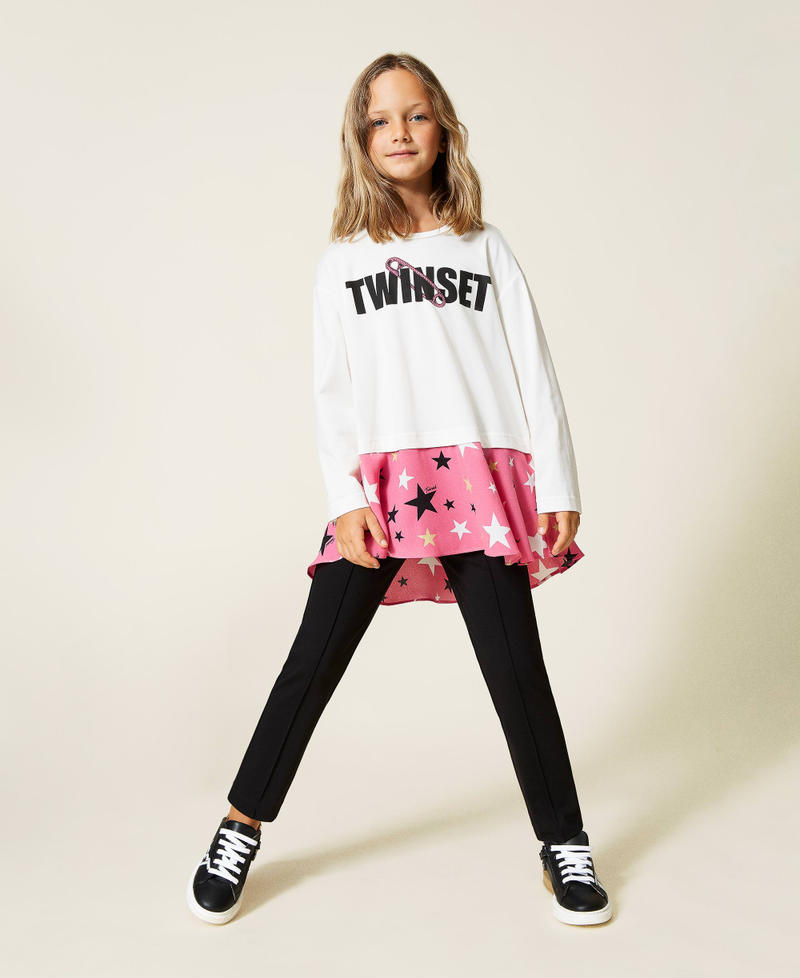 Logo T-shirt with trousers Child, Pink | TWINSET Milano