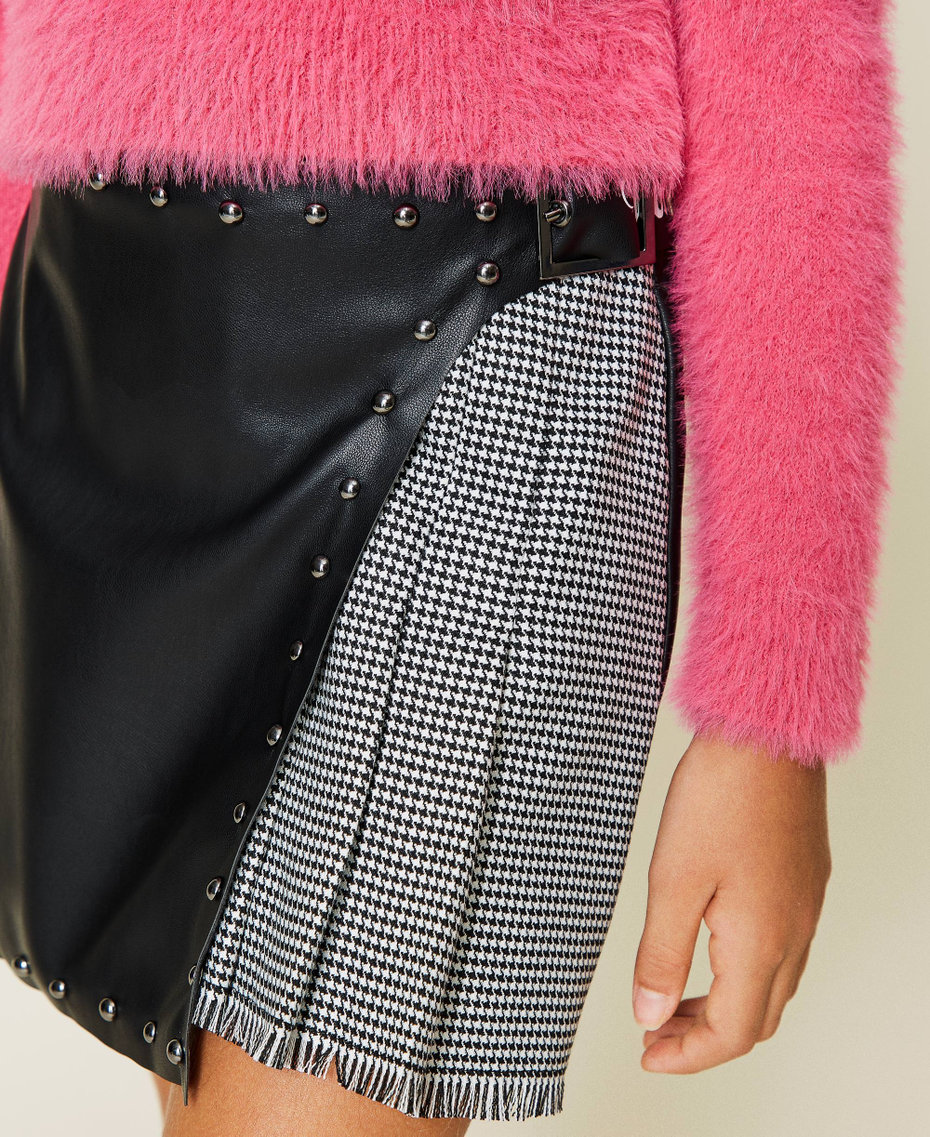 Jupe-culotte avec plissé à carreaux Bicolore Noir / Pied-de-Poule Fille 212GJ2480-04