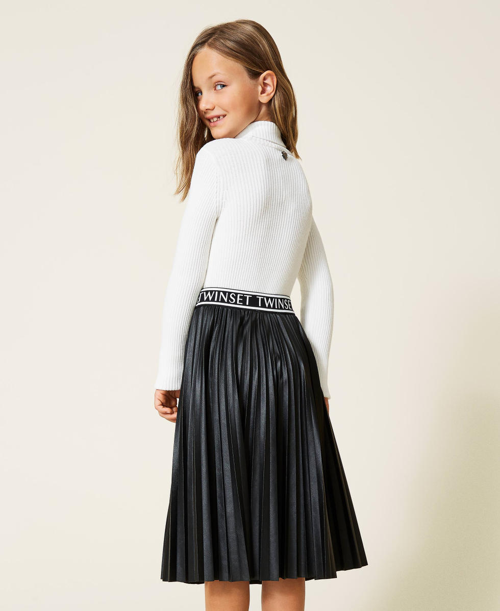 Jupe mi longue plissee Fille Noir TWINSET Milano