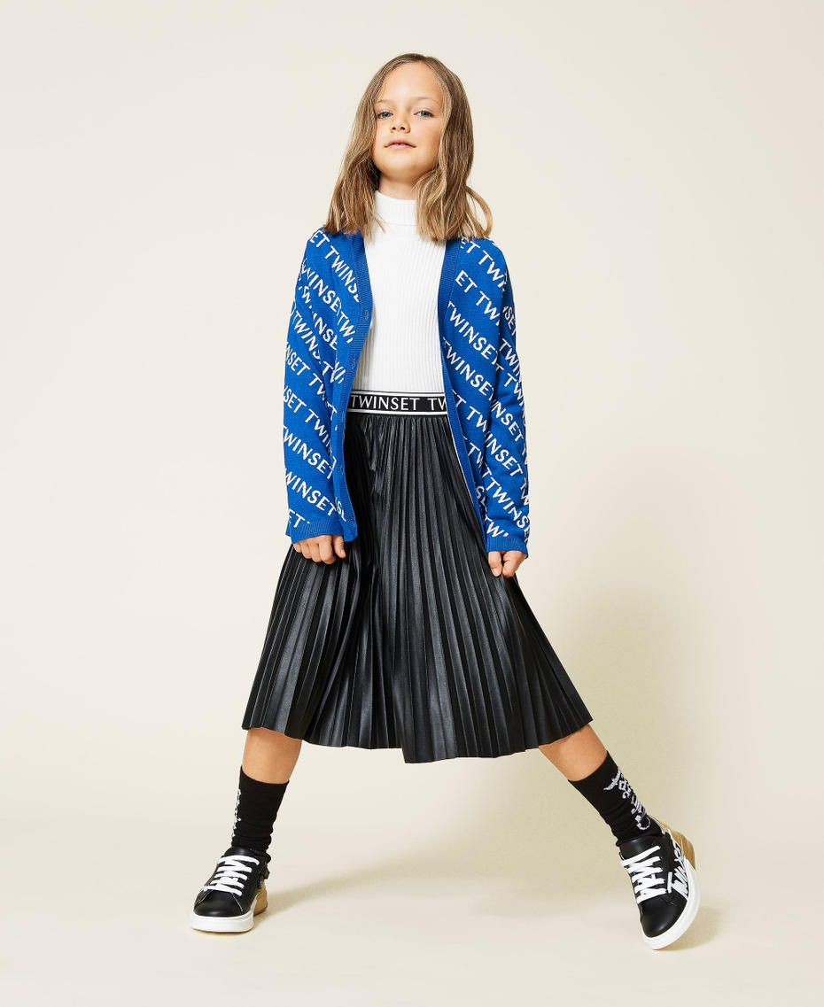 Jupe mi-longue pliss&eacute;e Noir Fille 212GJ248B-0T