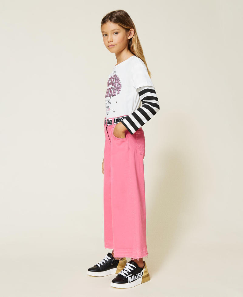 Свободные прямые брюки с логотипом Пунцовый Розовый Девочка 212GJ2510-02