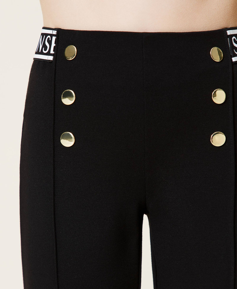 Leggings with buttons and logo Black Girl 212GJ2532-04