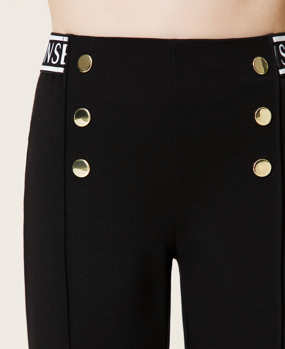 Leggings with buttons and logo Black Girl 212GJ2532-04