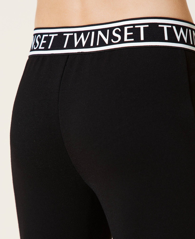 Leggings with buttons and logo Black Girl 212GJ2532-05