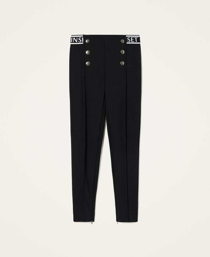 Leggings with buttons and logo Black Girl 212GJ2532-0S