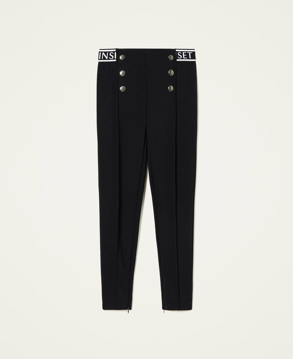 Leggings con botones y logotipo Negro Ni&ntilde;a 212GJ2532-0S