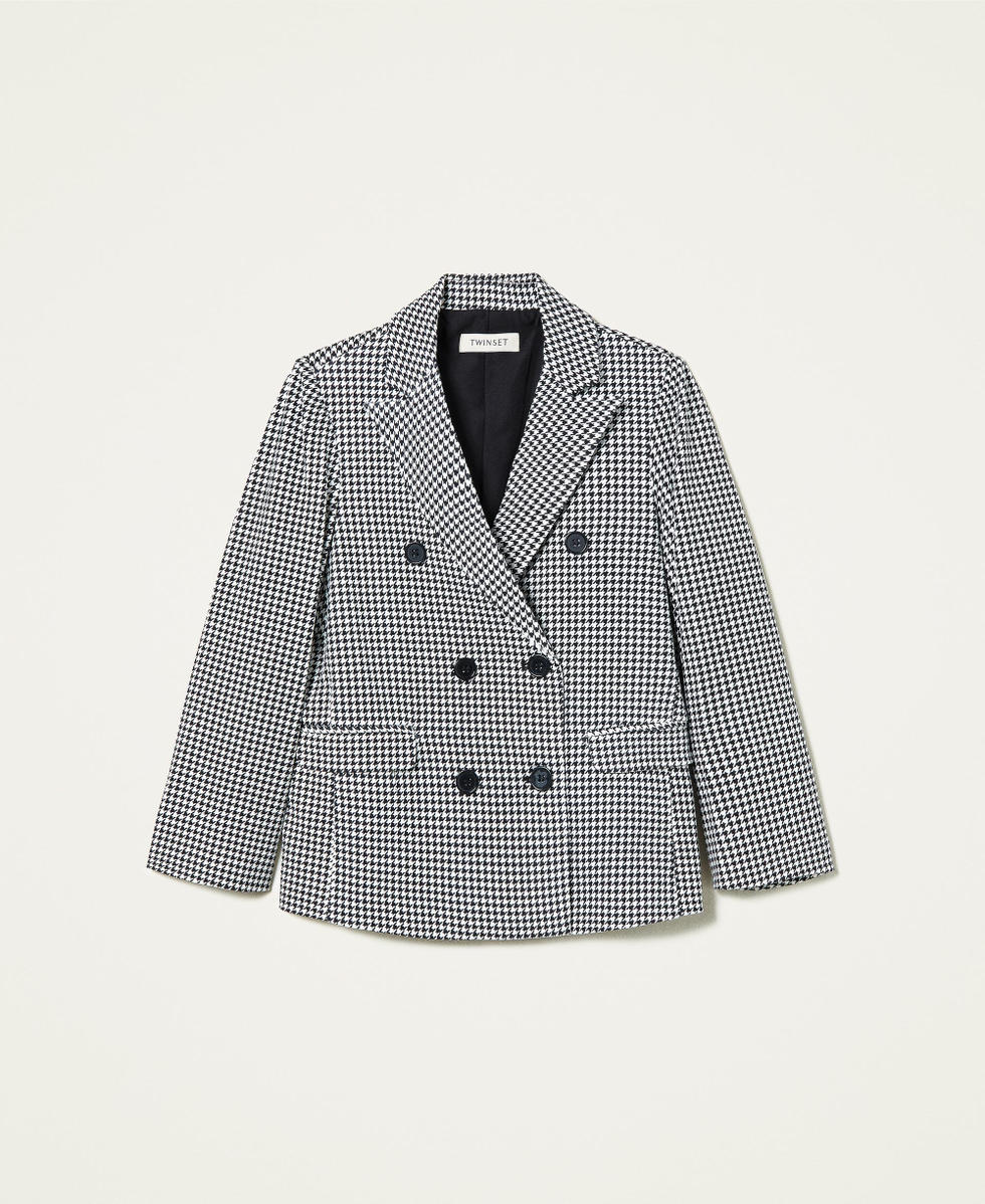 Blazer mit Hahnentrittmuster Hahnentrittmuster Off White / Schwarz M&auml;dchen 212GJ2542-0S