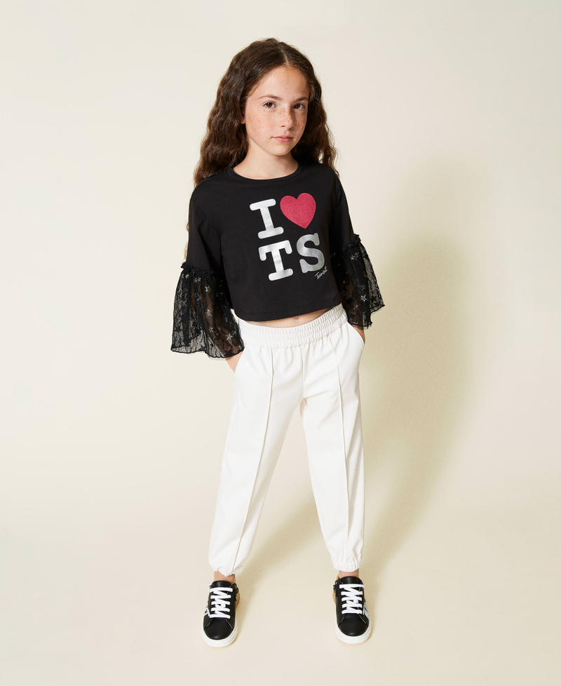 Joggers aus Lederimitat Mattwei&szlig; M&auml;dchen 212GJ2570-01