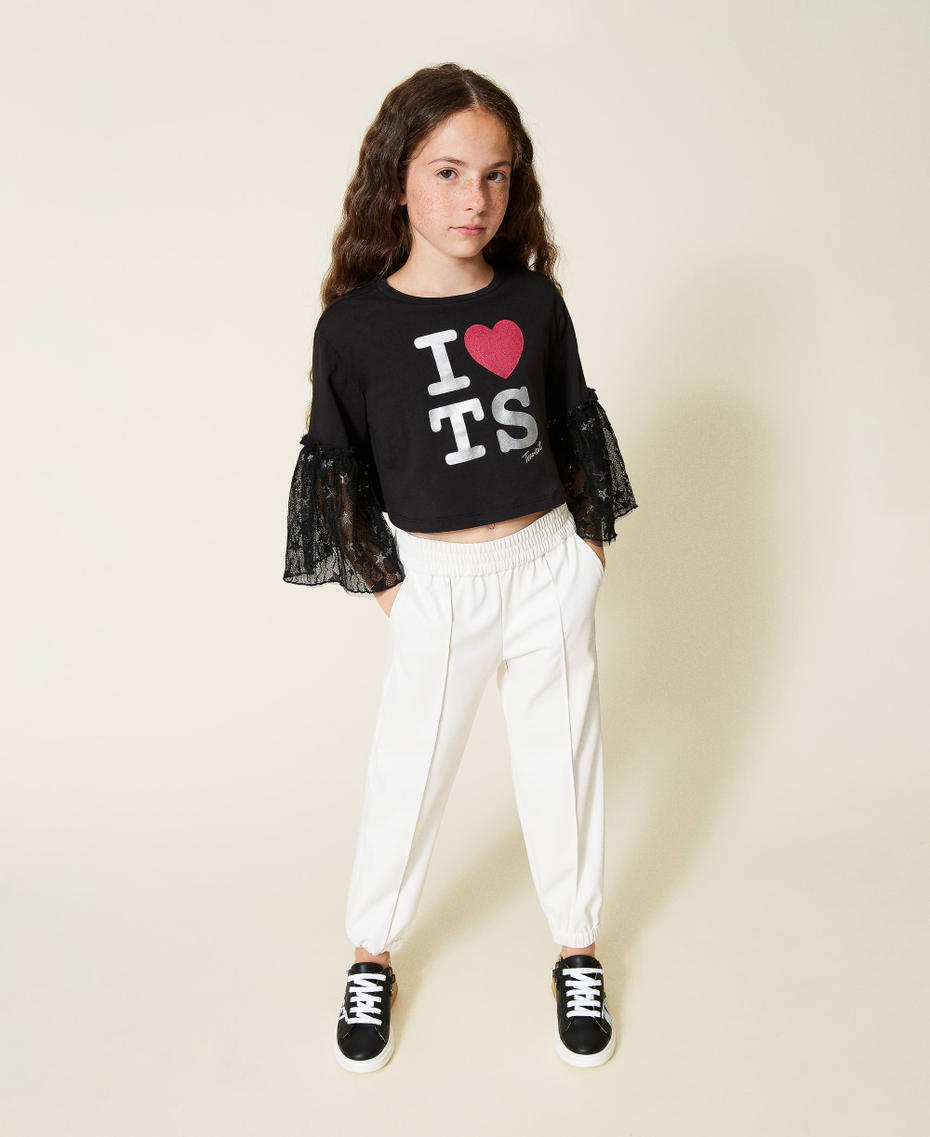 Joggers aus Lederimitat Mattwei&szlig; M&auml;dchen 212GJ2570-01