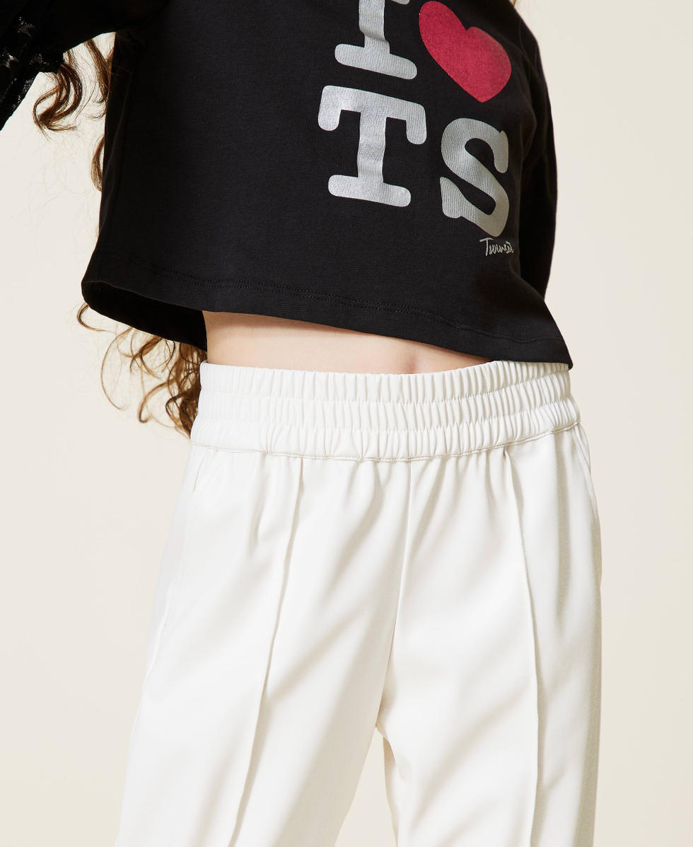 Faux leather joggers Girl White TWINSET Milano
