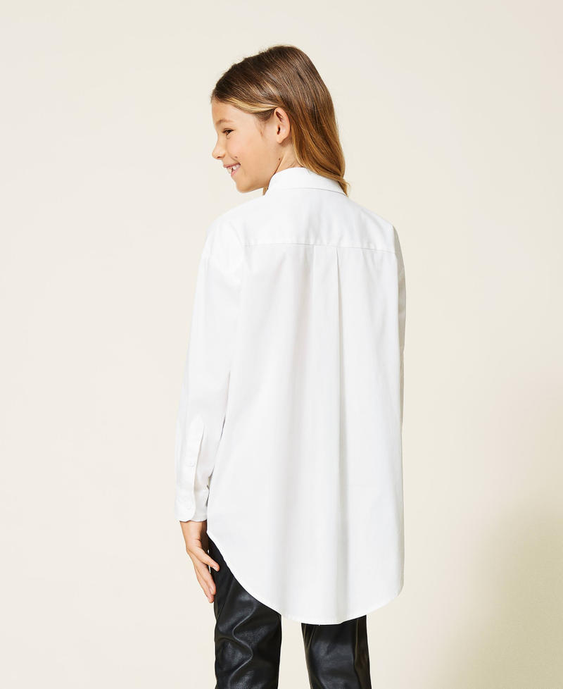 Maxi camicia con ricami e strass Off White Bambina 212GJ2580-04