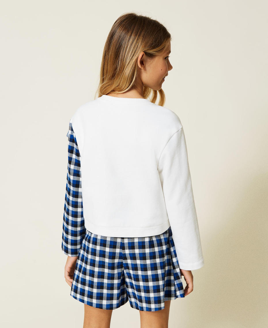 Felpa e gonna pantalone in flanella Bicolor Off White / Mix Check Surf Bambina 212GJ259A-04