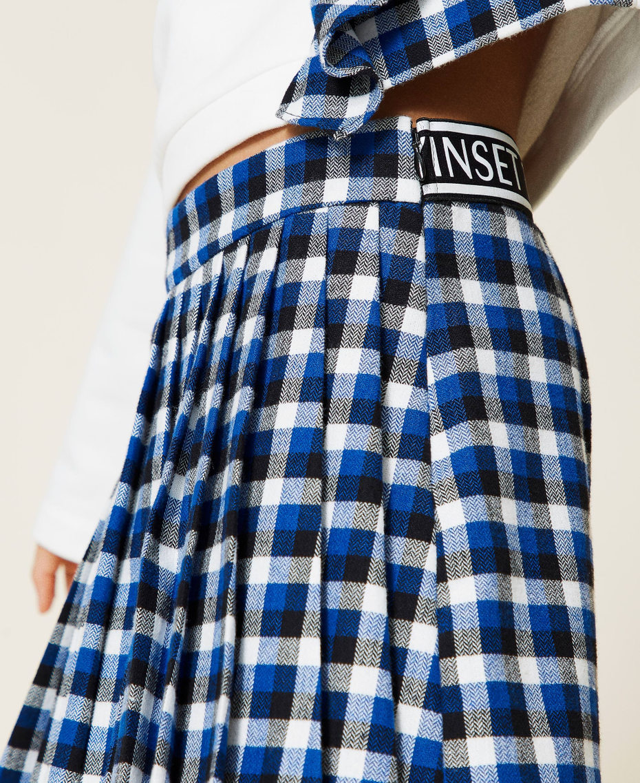 Flannel sweatshirt and trouser skirt Two-tone Off White / Surf Check Mix Girl 212GJ259A-06