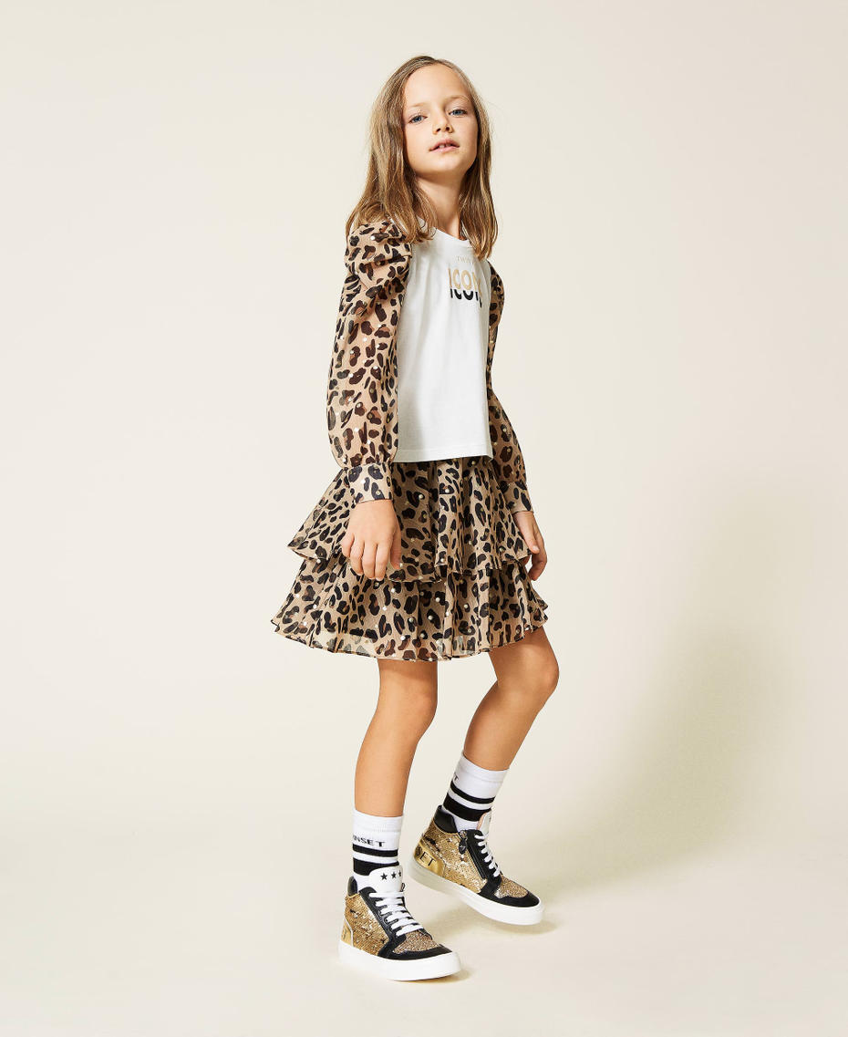 Animal print blouse and skirt Marzipan Leopard Spot Print Girl 212GJ2602-01
