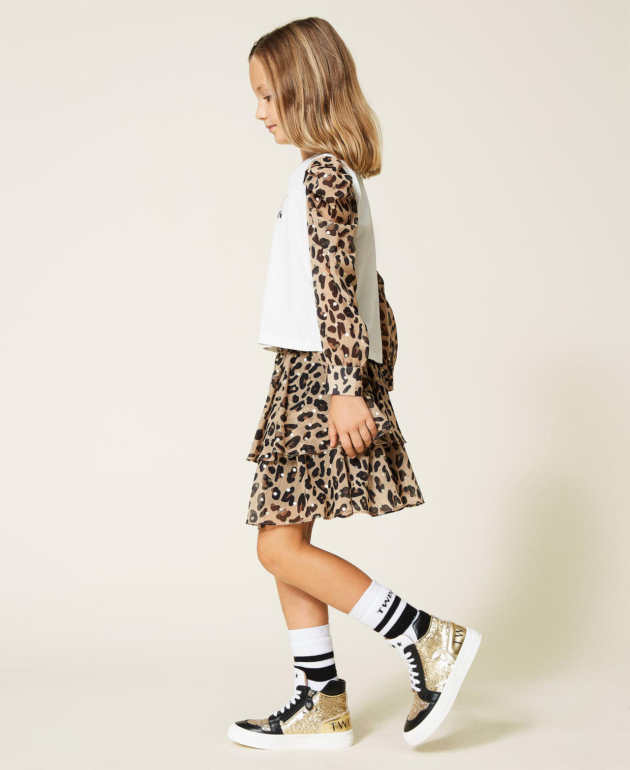 Animal print blouse and skirt Marzipan Leopard Spot Print Girl 212GJ2602-02