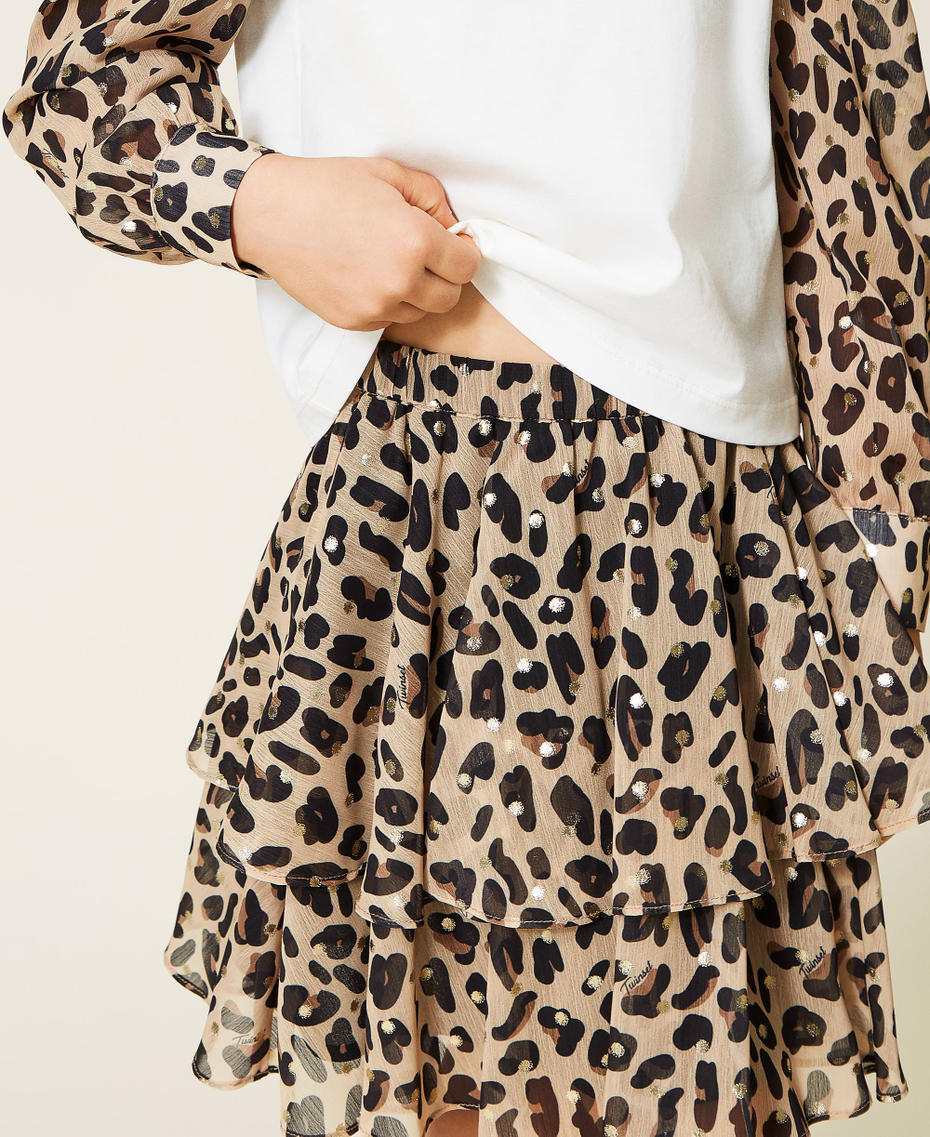 Animal print blouse and skirt Marzipan Leopard Spot Print Girl 212GJ2602-05