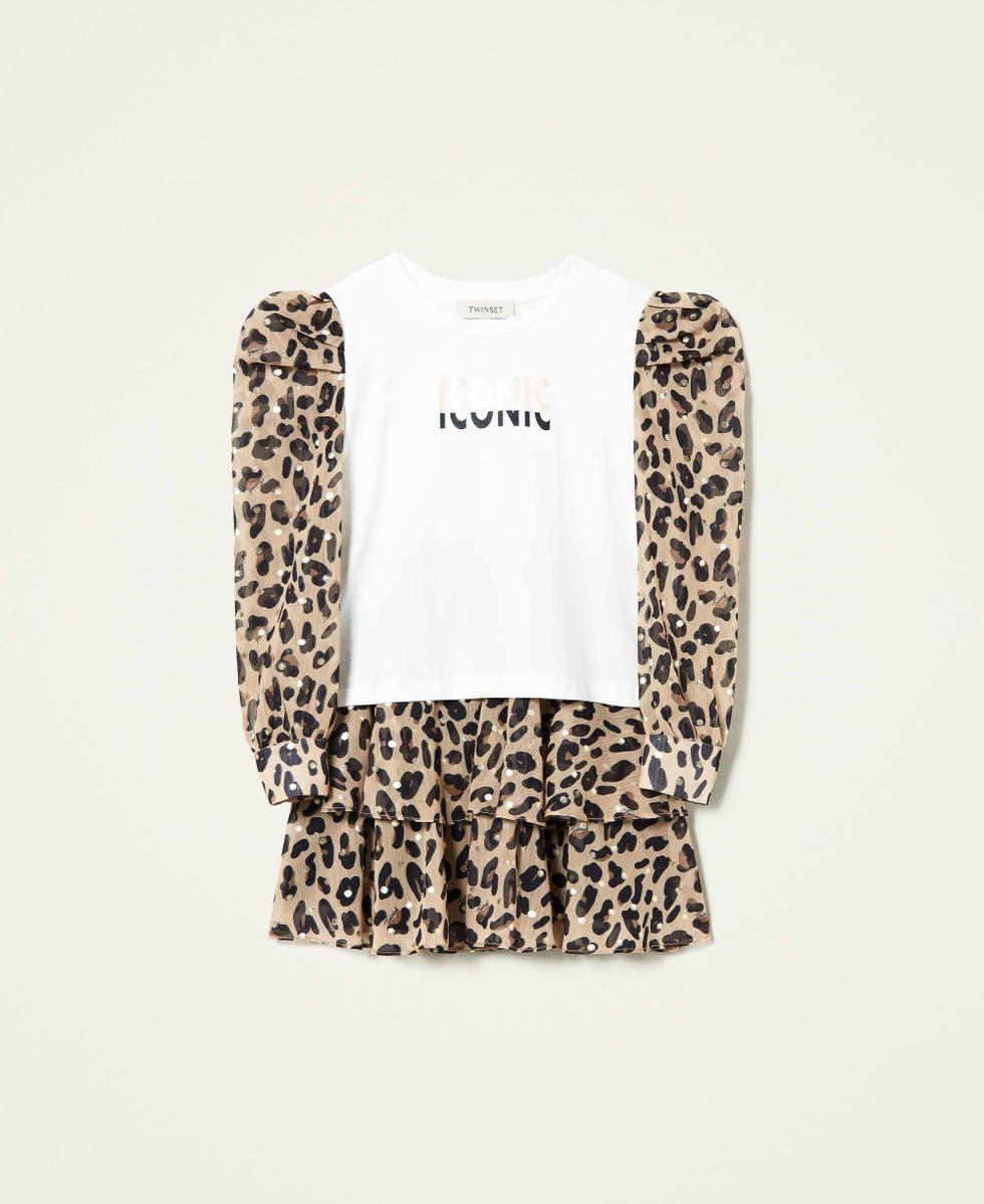 Bluse und Rock mit Animalprint Tierfell-Jacquard Marzipan M&auml;dchen 212GJ2602-0S