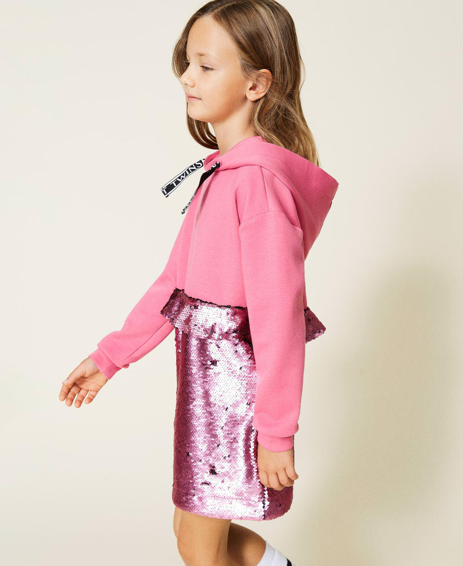Платье из неопрена, расшитое пайетками Пунцовый Розовый Девочка 212GJ2630-04