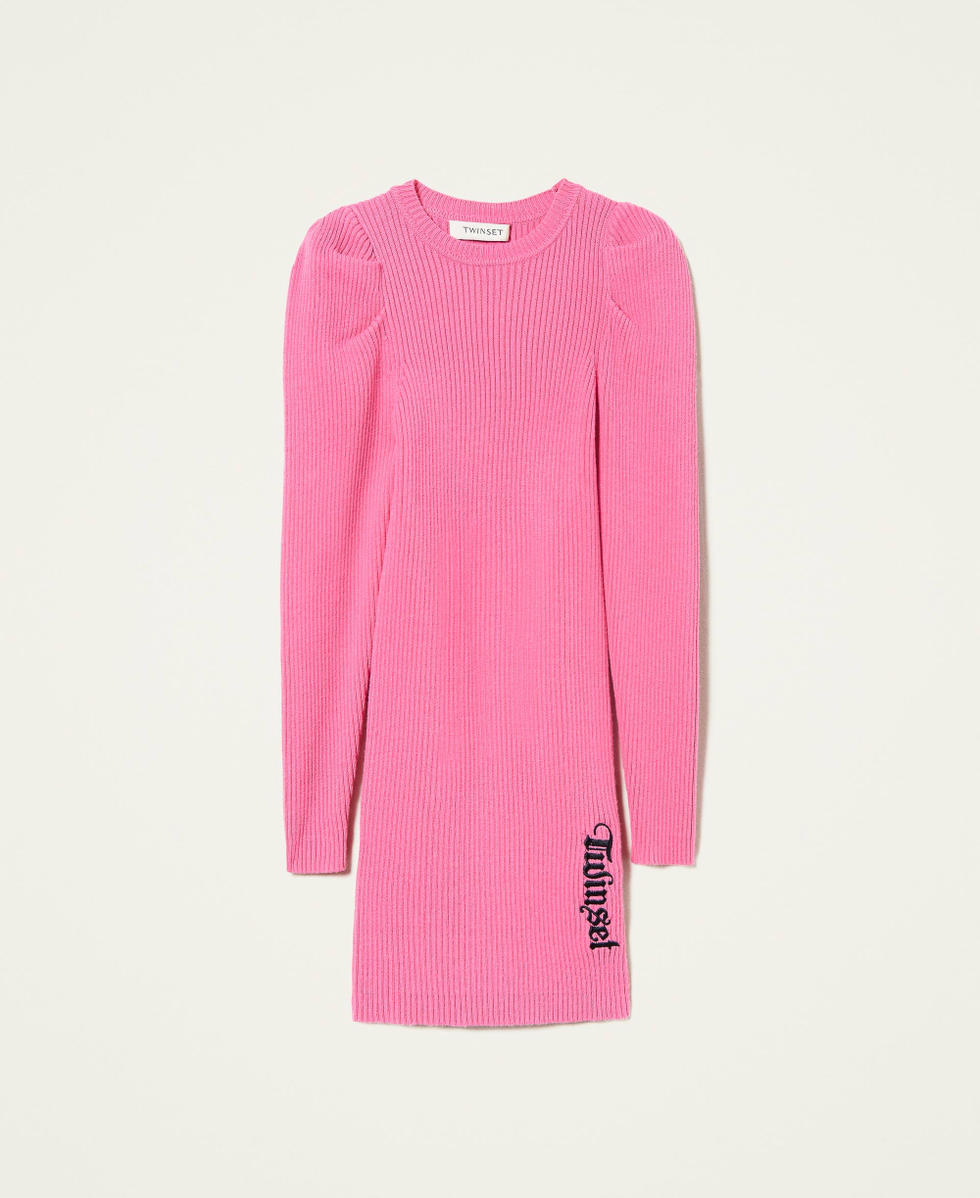 Ribbed dress with logo Carmine Rose Girl 212GJ3014-0S
