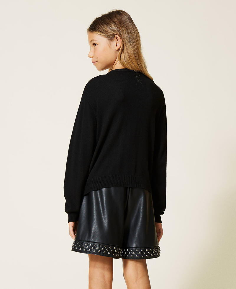 Jersey con texto y estrellas de jacquard Jacquard Logo / Estrellas Ni&ntilde;a 212GJ3052-05