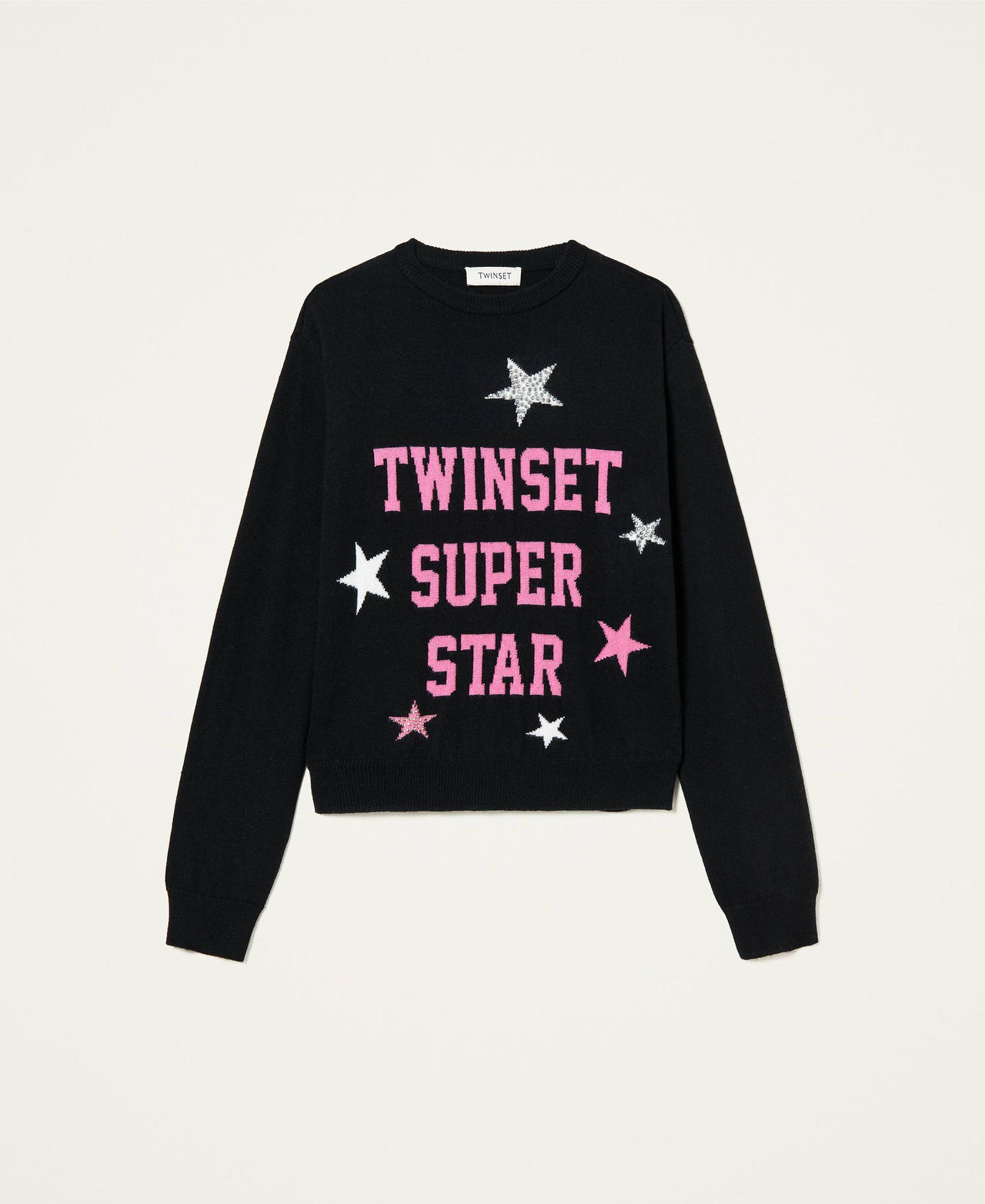 Jersey con texto y estrellas de jacquard Jacquard Logo / Estrellas Ni&ntilde;a 212GJ3052-0S