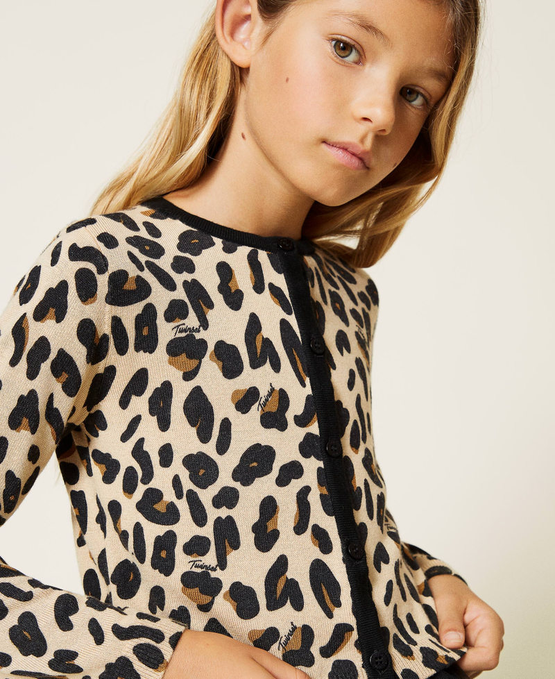 Animal print cardigan and jumper “Irish Cream” Hazelnut Leopard Print Girl 212GJ3053-04