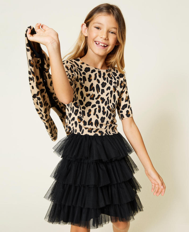 Animal print cardigan and jumper “Irish Cream” Hazelnut Leopard Print Girl 212GJ3053-05