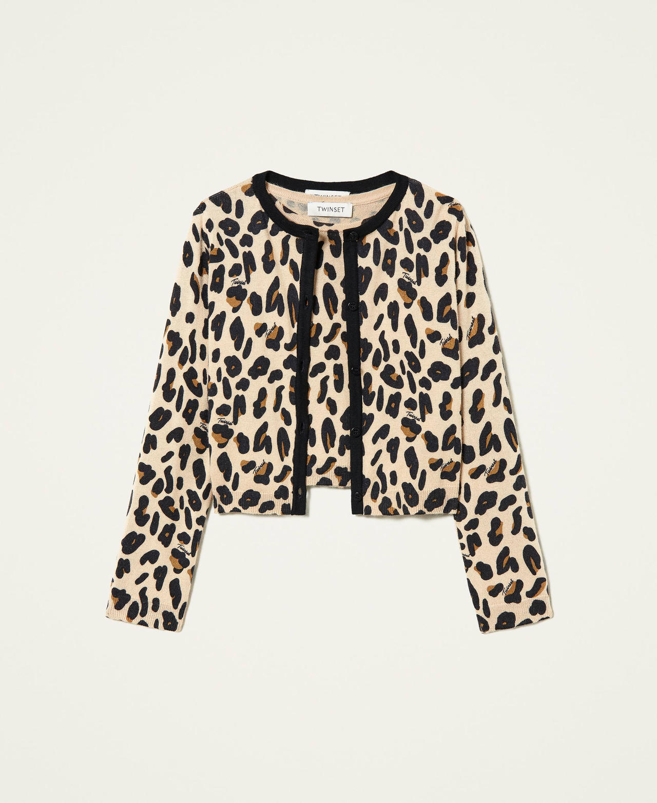 Animal print cardigan and jumper &ldquo;Irish Cream&rdquo; Hazelnut Leopard Print Girl 212GJ3053-0S