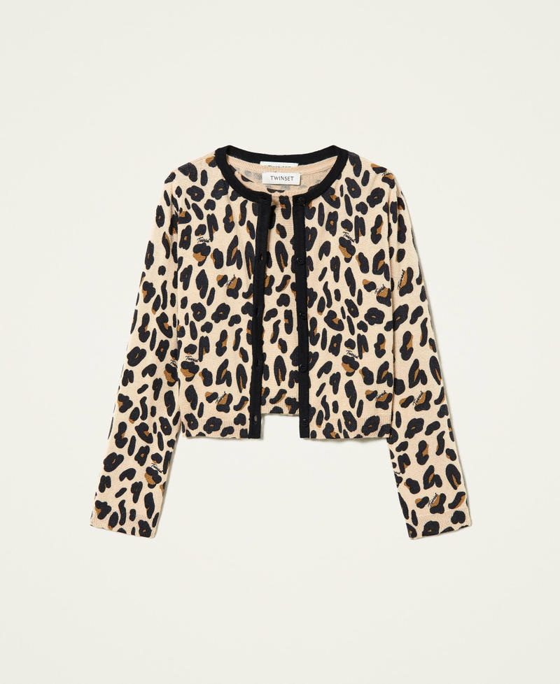 Animal print cardigan and jumper “Irish Cream” Hazelnut Leopard Print Girl 212GJ3053-0S