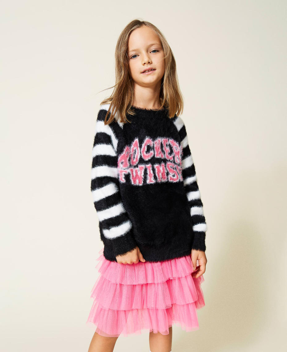 Maxi jumper with inlay Rockers Jacquard Black Girl 212GJ3640-01