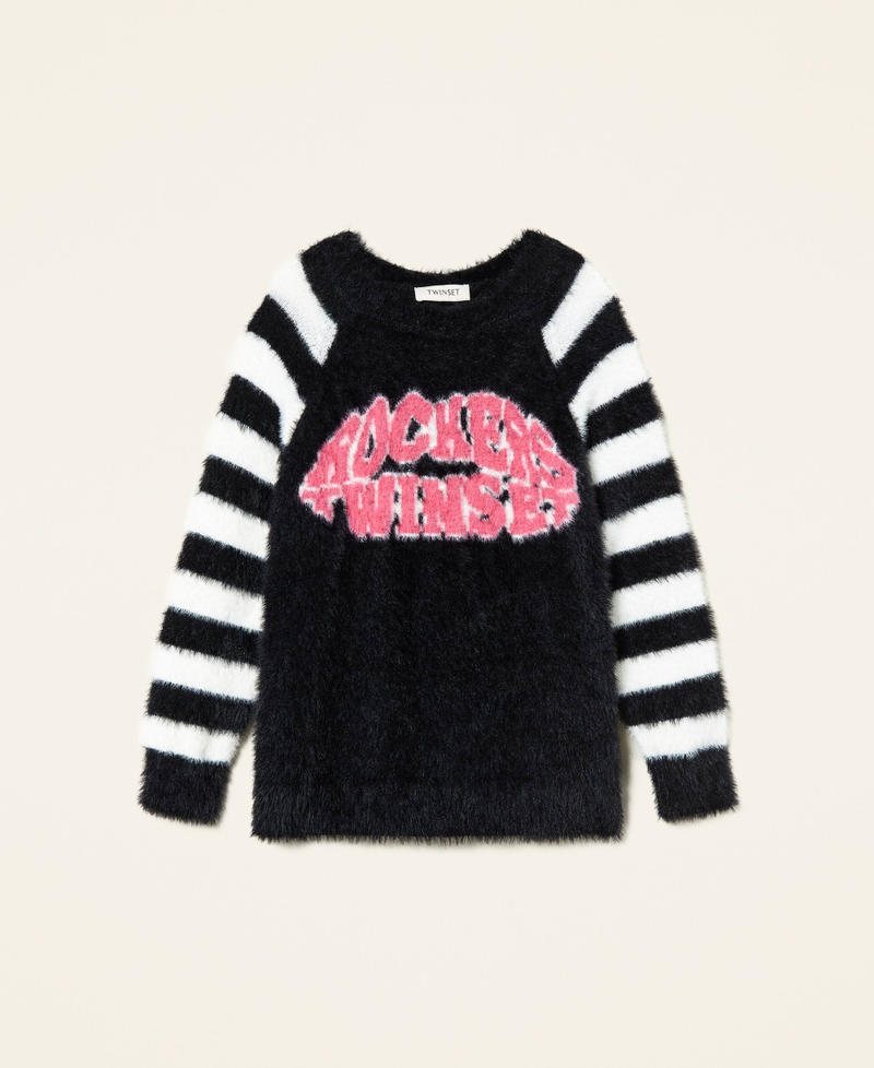 Maxi jumper with inlay Rockers Jacquard Black Girl 212GJ3640-0S