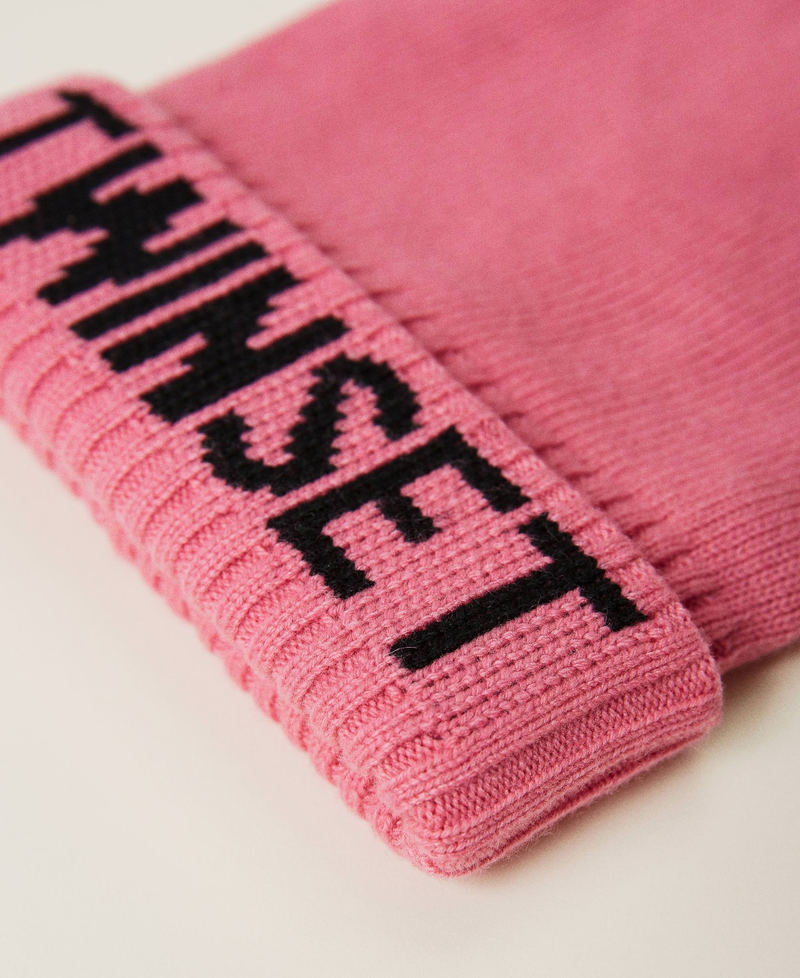 Шапочка из смесовой шерсти с логотипом Пунцовый Розовый Девочка 212GJ4912-02