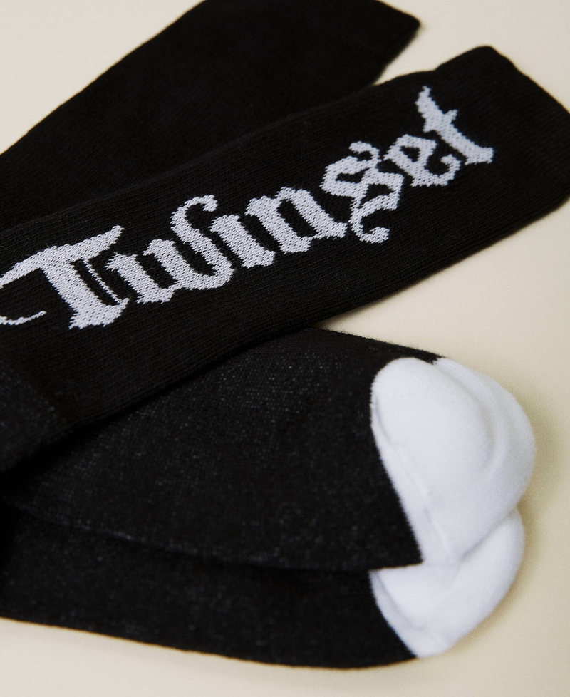 Chaussettes montantes en éponge avec logo Noir Fille 212GJ4930-02