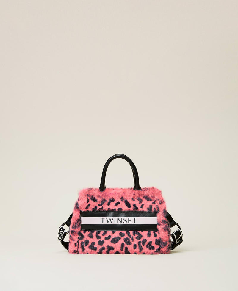 Sac avec imprim&eacute; animalier et logo Imprim&eacute; L&eacute;opard Carmine Rose Fille 212GJ7943-01