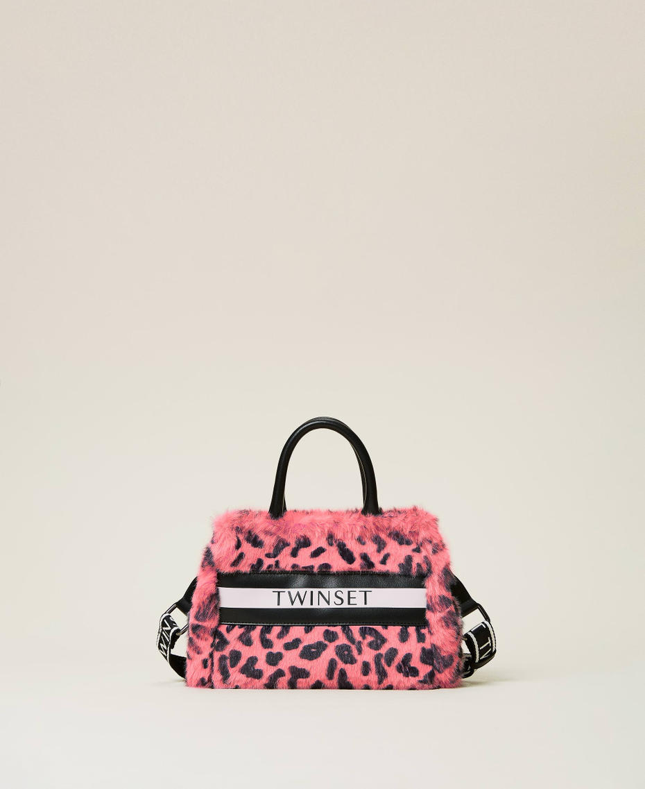 Sac avec imprim&eacute; animalier et logo Imprim&eacute; L&eacute;opard Carmine Rose Fille 212GJ7943-01