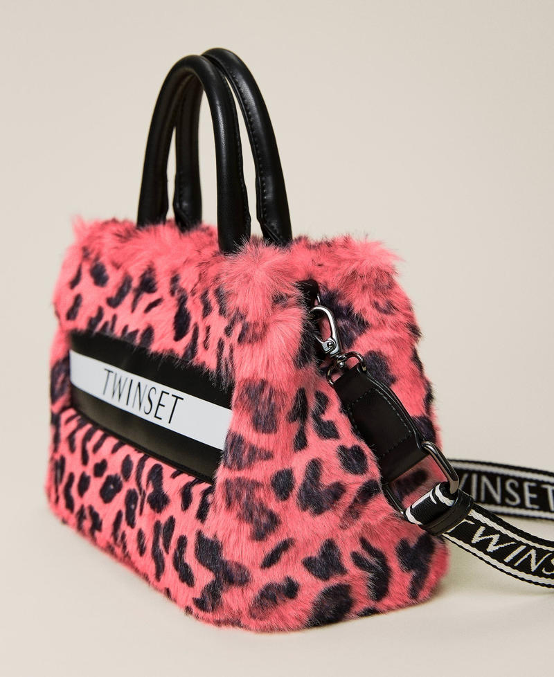 Sac avec imprim&eacute; animalier et logo Imprim&eacute; L&eacute;opard Carmine Rose Fille 212GJ7943-02