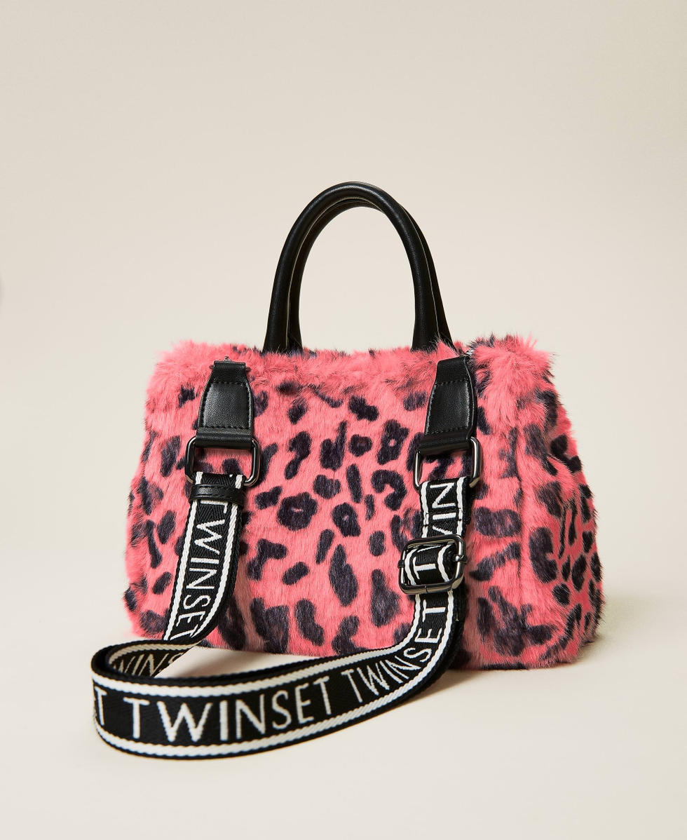 Animal print bag with logo Girl, Pink