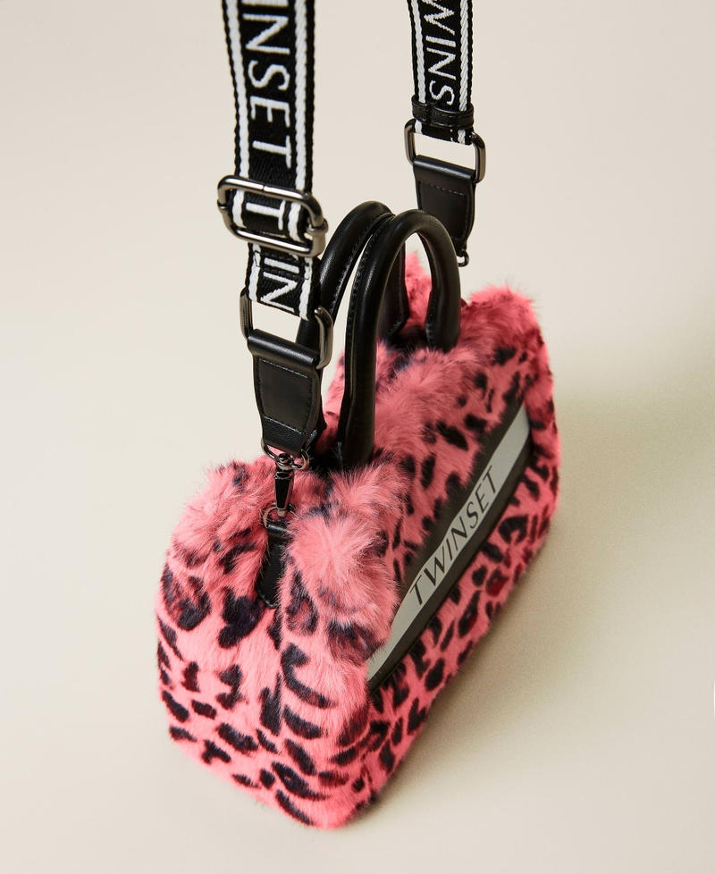 Sac avec imprim&eacute; animalier et logo Imprim&eacute; L&eacute;opard Carmine Rose Fille 212GJ7943-04