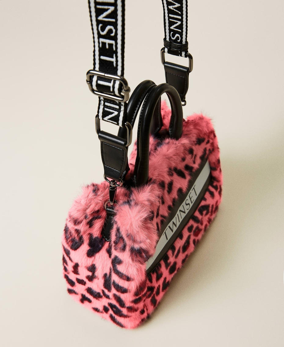 Sac avec imprim&eacute; animalier et logo Imprim&eacute; L&eacute;opard Carmine Rose Fille 212GJ7943-04