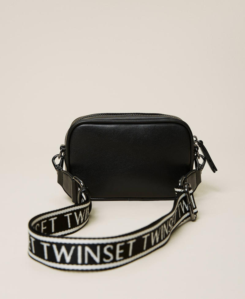 Glitter shoulder bag with logo Black Girl 212GJ7944-04