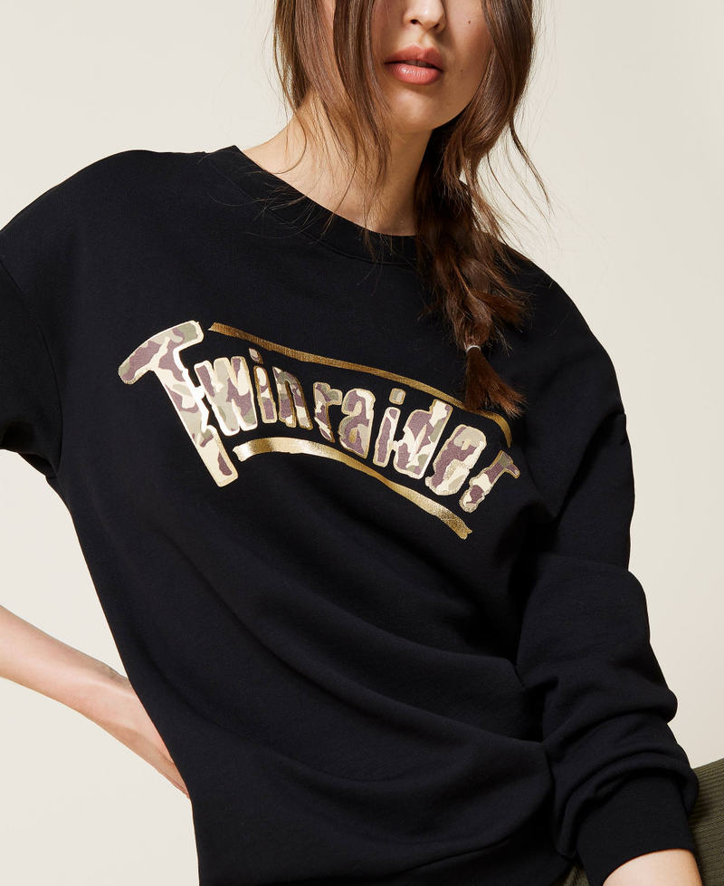 Sweatshirt with Twinraider print Black Woman 212LI2DAA-04