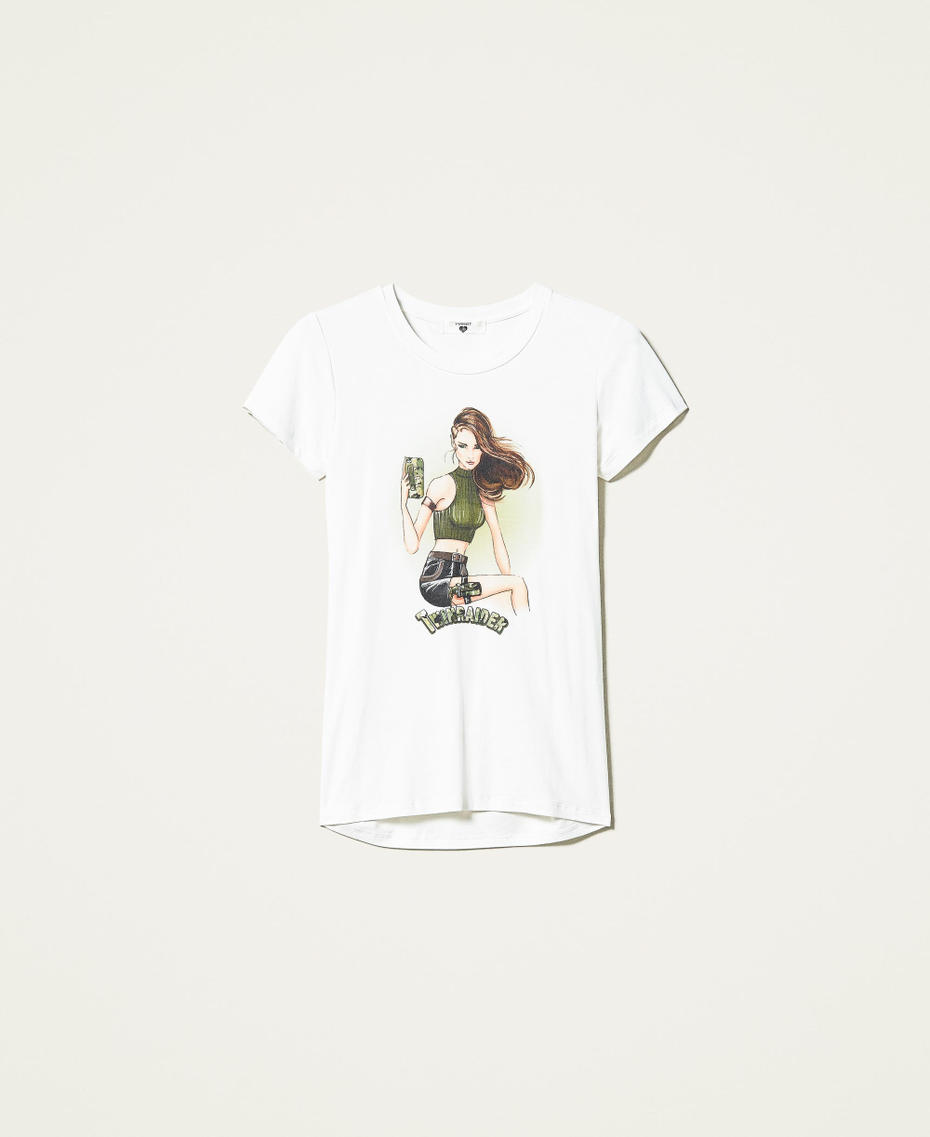 Camiseta con estampado Twinraider Marfil Mujer 212LI2DBB-0S