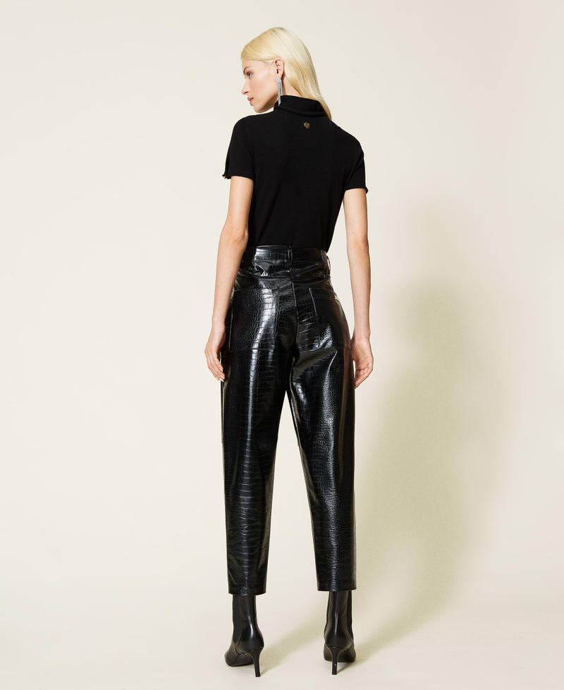 Pantalon avec imprimé croco Noir Femme 212LI2EBB-03