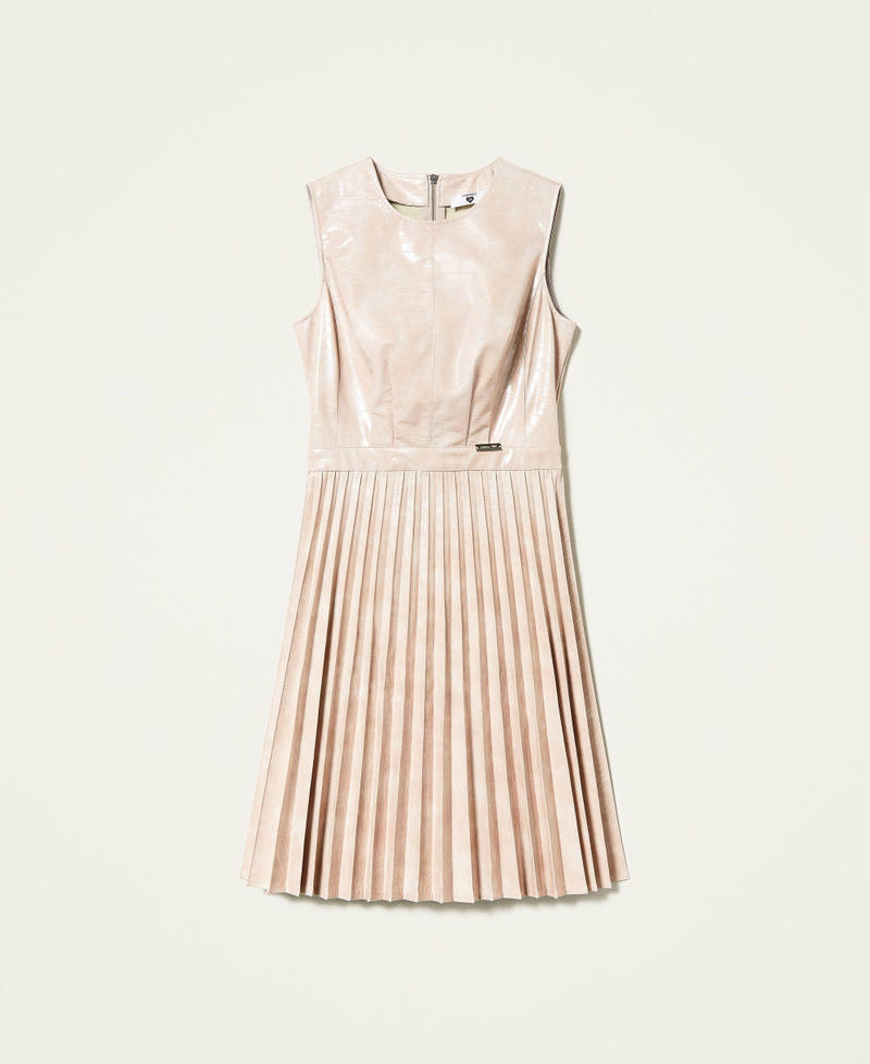 Kleid mit Krokoprägung Schwarz Frau 212LI2EDD-0S
