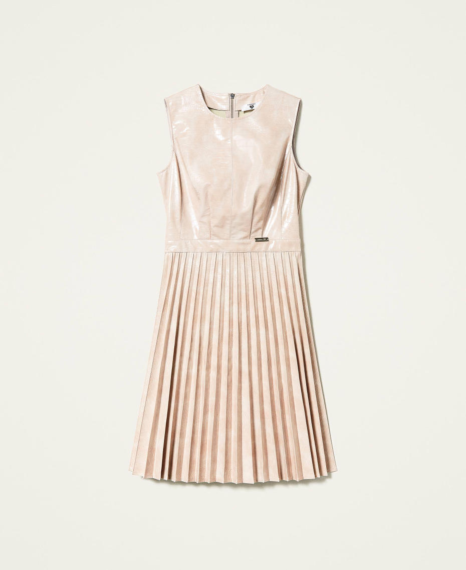 Kleid mit Krokoprägung Schwarz Frau 212LI2EDD-0S